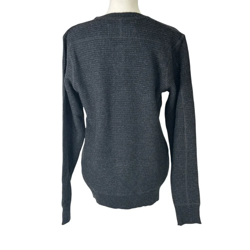 Schott Button Henley Sweater in Black Small New Mens Long Sleeve Top
